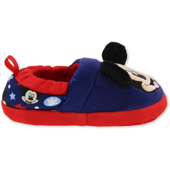 NEW Mickey Mouse Toddler Boys Slippers Blue Red Size 11-12 - Picture 3 of 7